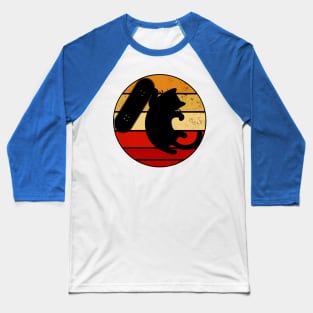 Skater Cat Grab Trick Baseball T-Shirt